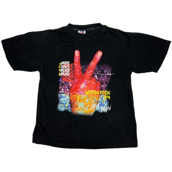 Vintage 1994 Woodstock Festival Pepsi Tee Shirt Aerosmith Cyprus Hill Nine inch - Picture 1 of 5